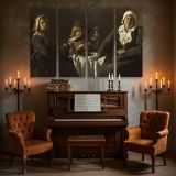 Women and a Child at a Simple Table canvas wall art in room setting 5