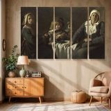 Women and a Child at a Simple Table canvas wall art in room setting 6