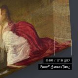 Christ and Mary Magdalene in a Garden canvas texture and wrapped edge closeup