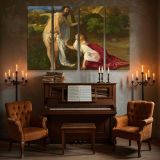 Christ and Mary Magdalene in a Garden canvas wall art in room setting 5