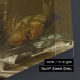 Silver Jug Lemon and Glass Still Life canvas texture and wrapped edge closeup