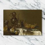 Silver Jug Lemon and Glass Still Life canvas artwork displayed on a marble background