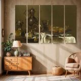 Silver Jug Lemon and Glass Still Life canvas wall art in room setting 6