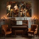 Mythological Feast with Figures and Cherubs canvas wall art in room setting 5
