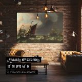Sailing Ships beneath Dark Storm Clouds canvas wall art in room setting 4