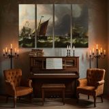 Sailing Ships beneath Dark Storm Clouds canvas wall art in room setting 5