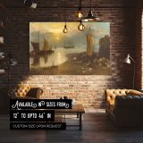 Mediterranean Harbour in Golden Light canvas wall art in room setting 4