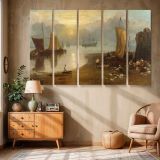 Mediterranean Harbour in Golden Light canvas wall art in room setting 6