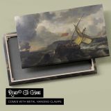 Fishing Boats on a Rough Grey Sea canvas front and rear frame view