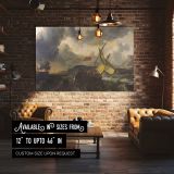 Fishing Boats on a Rough Grey Sea canvas wall art in room setting 4