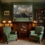 Fishing Boats on a Rough Grey Sea canvas wall art in room setting 7