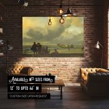 Fishermen on a Windswept Beach canvas wall art in room setting 4