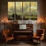 Fishermen on a Windswept Beach canvas wall art in room setting 5