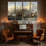 Tall Sailing Ship and Small Boats canvas wall art in room setting 5