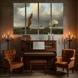 Sailing Boats on a Breezy Sea canvas wall art in room setting 5