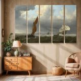 Sailing Boats on a Breezy Sea canvas wall art in room setting 6