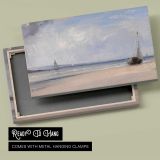 Sailing Boats on a Pale Sandy Beach canvas front and rear frame view