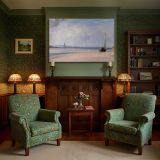 Sailing Boats on a Pale Sandy Beach canvas wall art in room setting 7