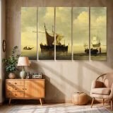 Fishing Boats in Warm Evening Light canvas wall art in room setting 6