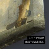 Sailing Vessels near a Stone Harbour Wall canvas texture and wrapped edge closeup