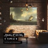 Sailing Vessels near a Stone Harbour Wall canvas wall art in room setting 4