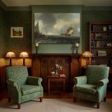 Sailing Vessels near a Stone Harbour Wall canvas wall art in room setting 7