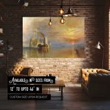 Steam Tug and Tall Ship at Sunset canvas wall art in room setting 4