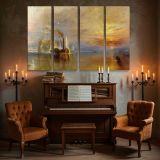 Steam Tug and Tall Ship at Sunset canvas wall art in room setting 5
