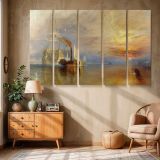 Steam Tug and Tall Ship at Sunset canvas wall art in room setting 6