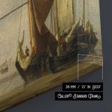 Sailing Boats and Rowing Boats in a Calm Harbour canvas texture and wrapped edge closeup