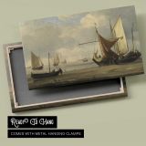 Sailing Boats and Rowing Boats in a Calm Harbour canvas front and rear frame view