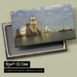 Tall Ship on a Calm Blue Sea canvas front and rear frame view