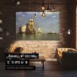 Tall Ship on a Calm Blue Sea canvas wall art in room setting 4