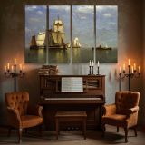 Tall Ship on a Calm Blue Sea canvas wall art in room setting 5