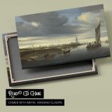 Cattle beside a River with Sailing Boats canvas front and rear frame view