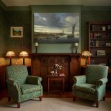 Cattle beside a River with Sailing Boats canvas wall art in room setting 7