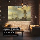 Tall Masted Boats in a Sheltered Harbour canvas wall art in room setting 4