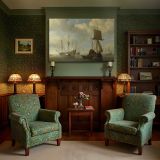 Tall Masted Boats in a Sheltered Harbour canvas wall art in room setting 7