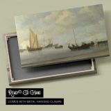 Small Boats and White Sails on Calm Water canvas front and rear frame view