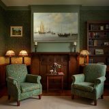 Small Boats and White Sails on Calm Water canvas wall art in room setting 7
