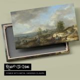 Coastal Dunes with Figures and Sailing Boats canvas front and rear frame view