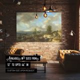 Coastal Dunes with Figures and Sailing Boats canvas wall art in room setting 4