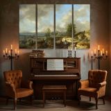 Coastal Dunes with Figures and Sailing Boats canvas wall art in room setting 5