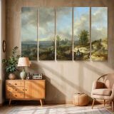Coastal Dunes with Figures and Sailing Boats canvas wall art in room setting 6