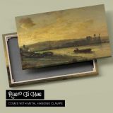 River Town in Golden Evening Light canvas front and rear frame view