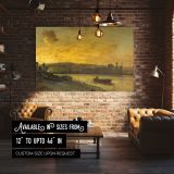 River Town in Golden Evening Light canvas wall art in room setting 4