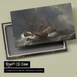 Wooden Sailing Ship in a Storm canvas front and rear frame view