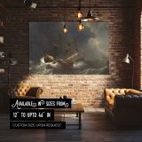 Wooden Sailing Ship in a Storm canvas wall art in room setting 4