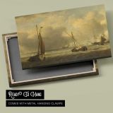 Boats beneath a Golden Clouded Sky canvas front and rear frame view