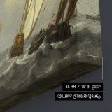 Sailing Fleet on a Choppy Sea canvas texture and wrapped edge closeup